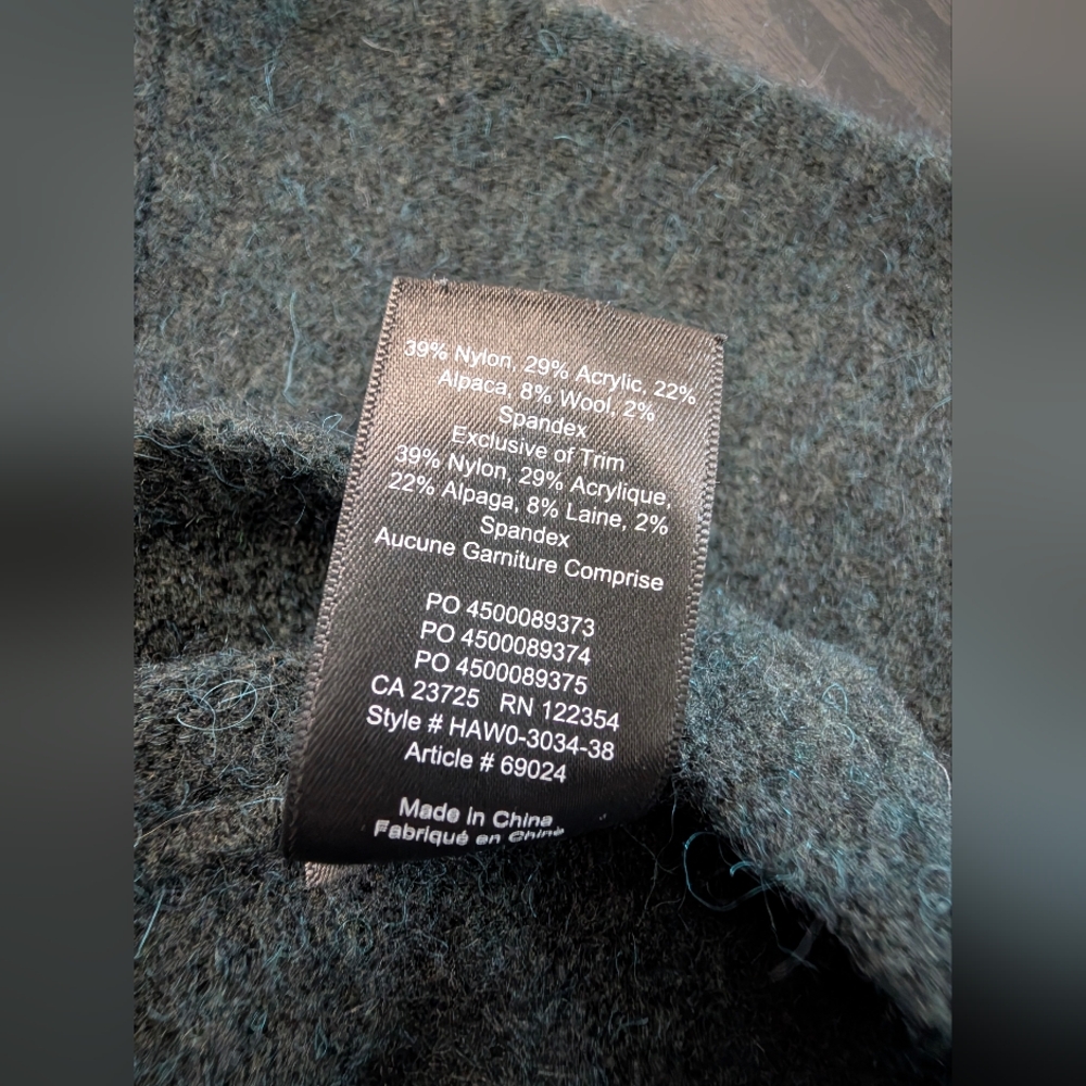 Aritzia Babaton Lucky Sweater Dark Green Alpaca Wool Blend Faux Wrap Top Size L - Picture 9 of 9